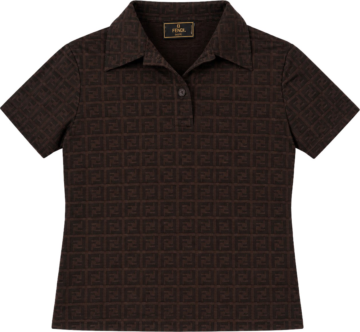 Fendi Brown Zucca Monogram Polo Shirt Top (DE38 / IT44)