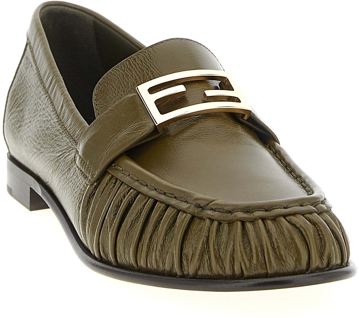 Fendi Bicolor Lamb Leather Slip-On Loafers