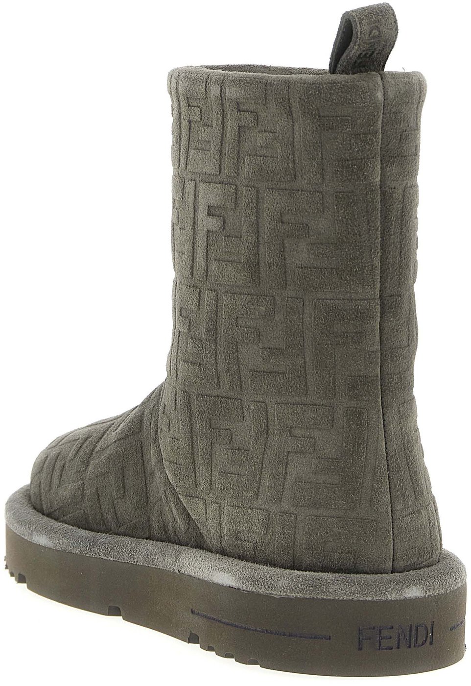 Fendi Gray Calfskin Ankle Boots