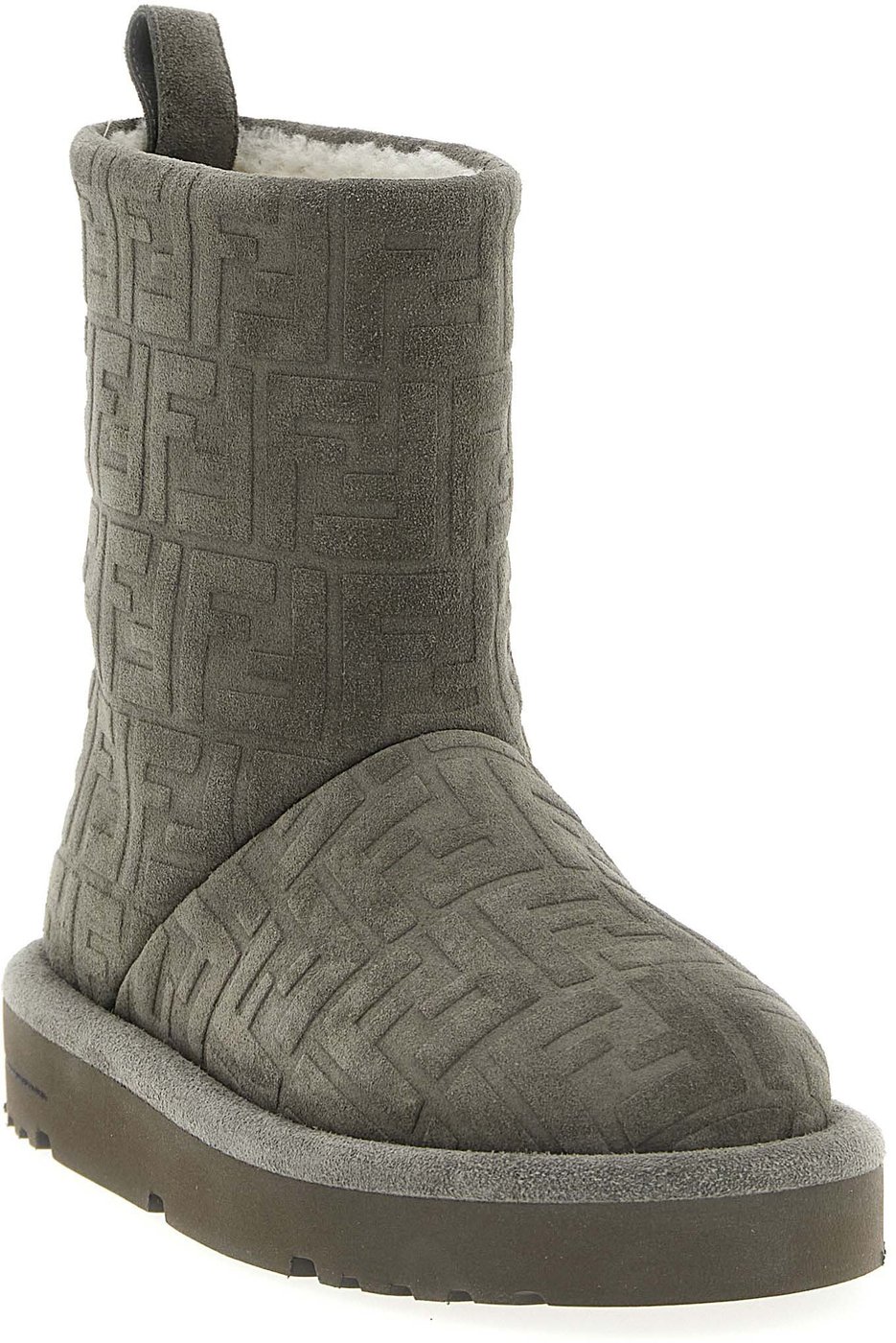 Fendi Gray Calfskin Ankle Boots