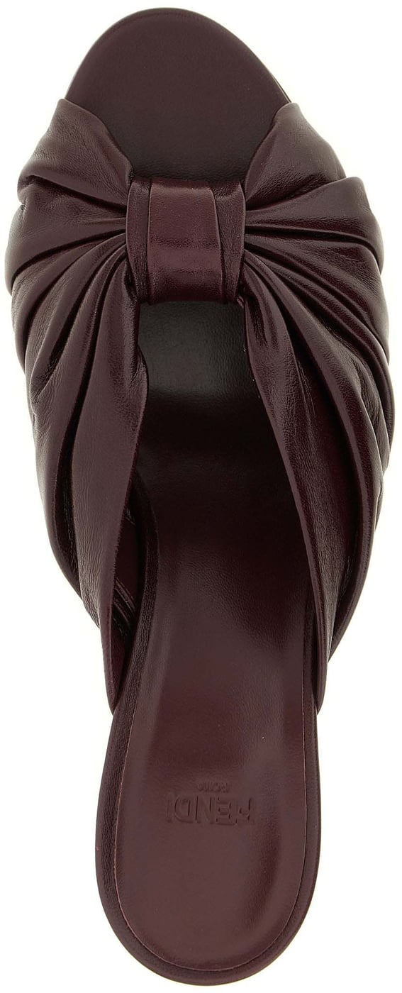 Fendi Bordeaux Lamb Leather Platform Sandals