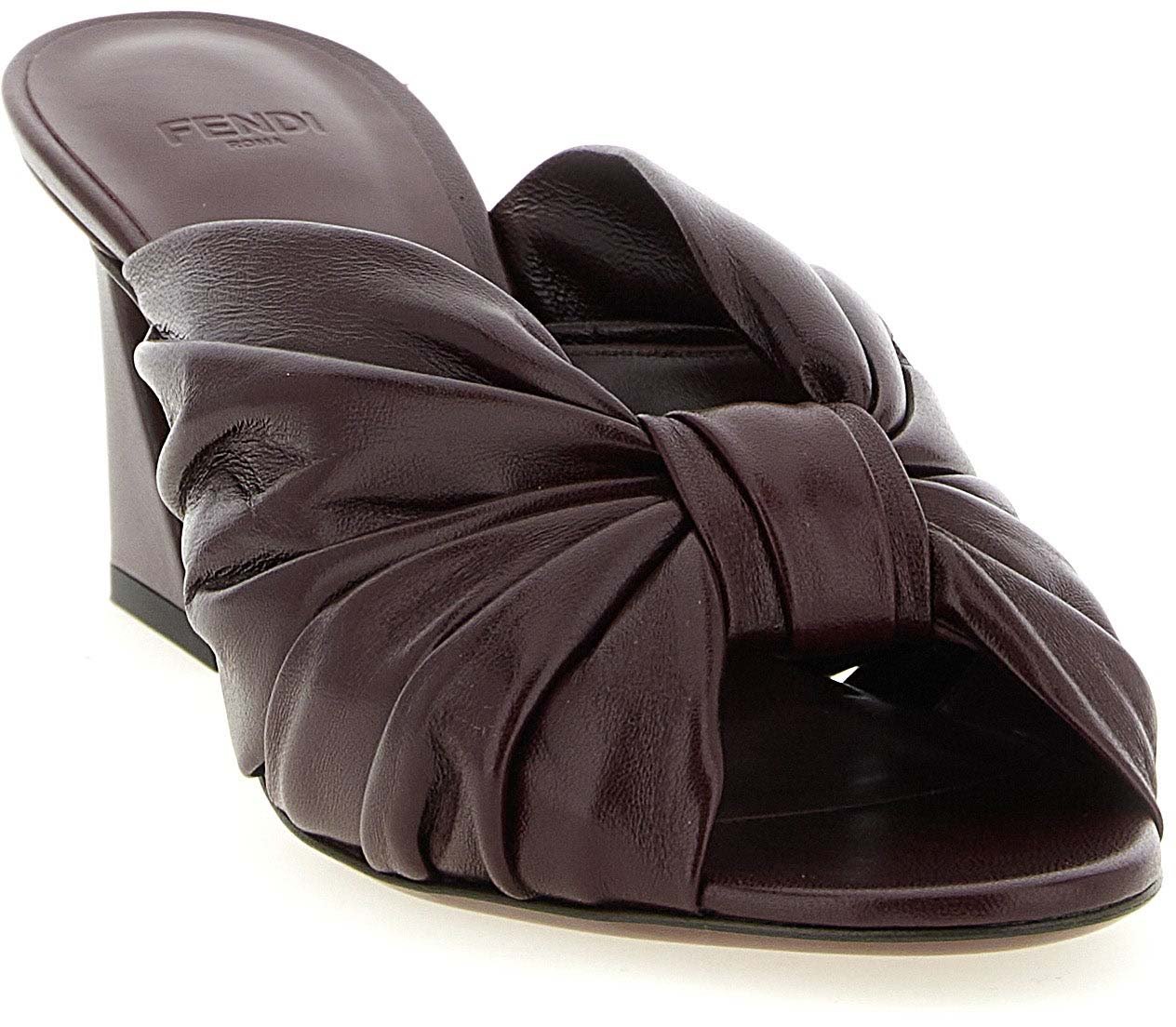 Fendi Bordeaux Lamb Leather Platform Sandals