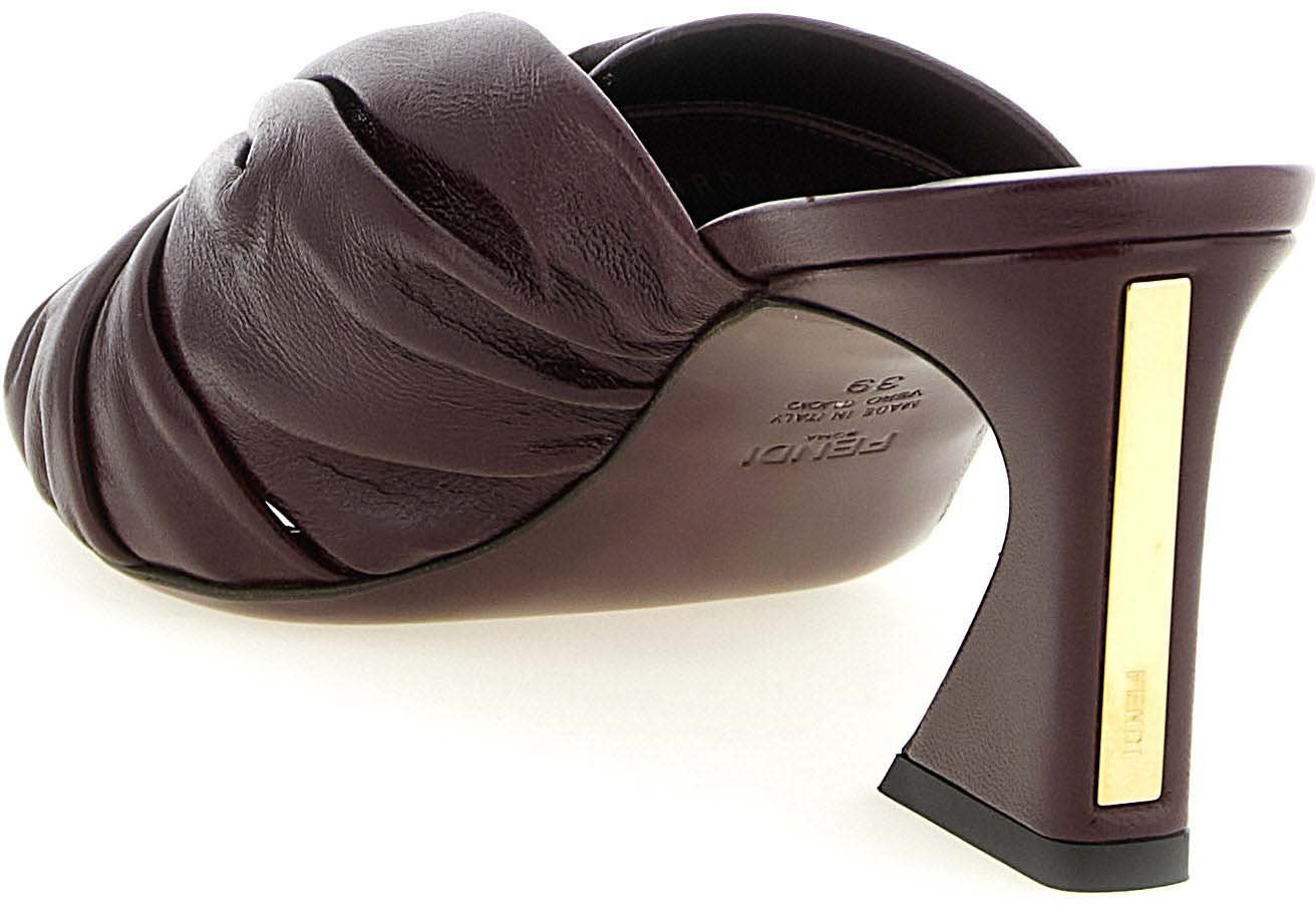Fendi Bordeaux Lamb Leather Platform Sandals