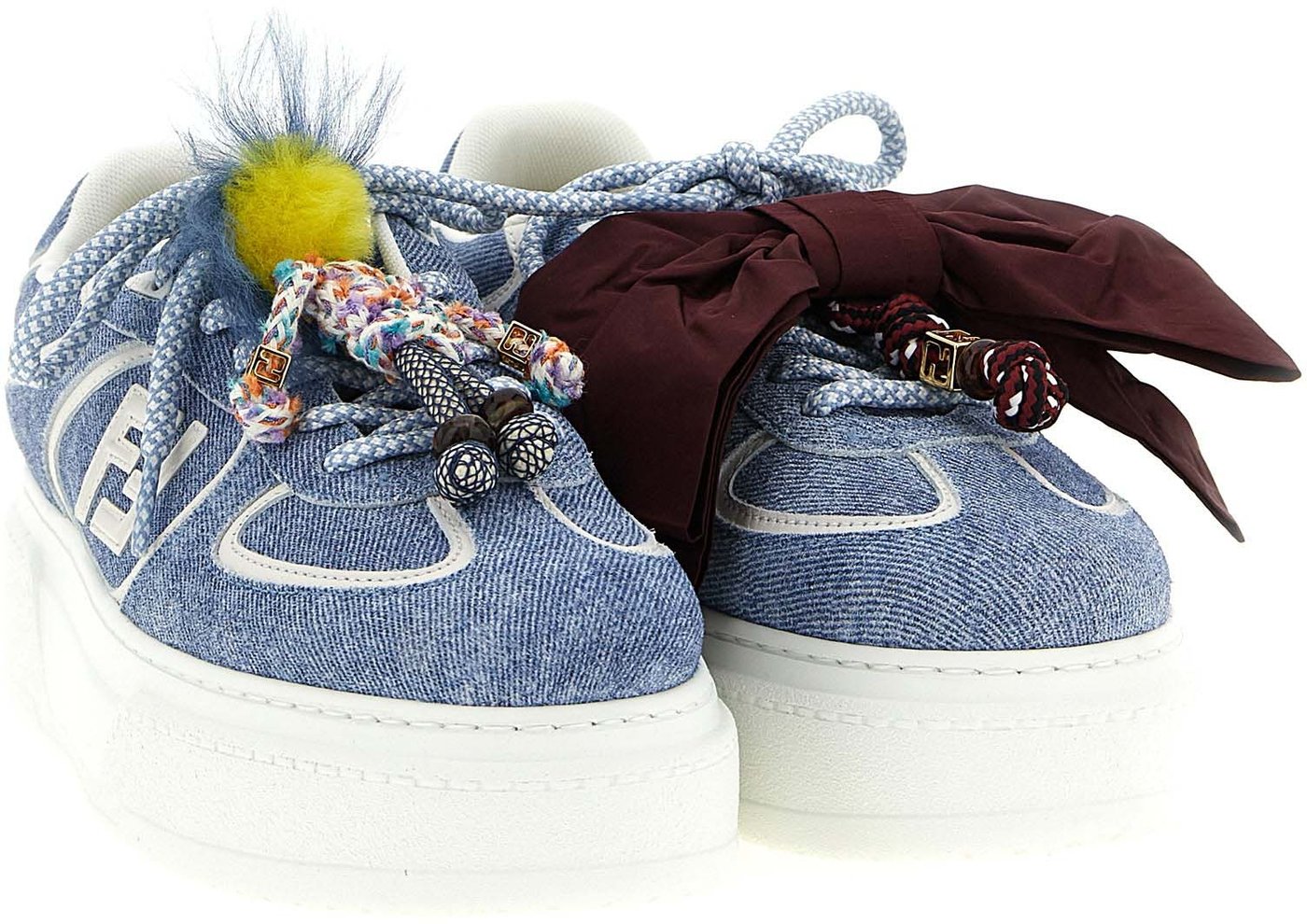 Fendi Blue Calfskin Platform Sneakers