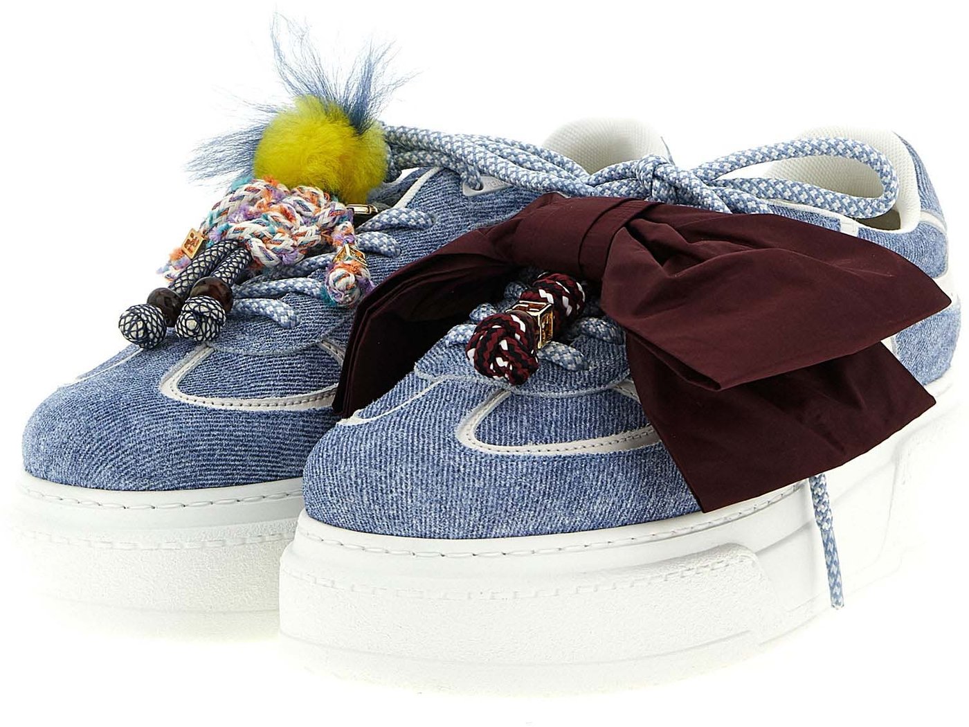 Fendi Blue Calfskin Platform Sneakers