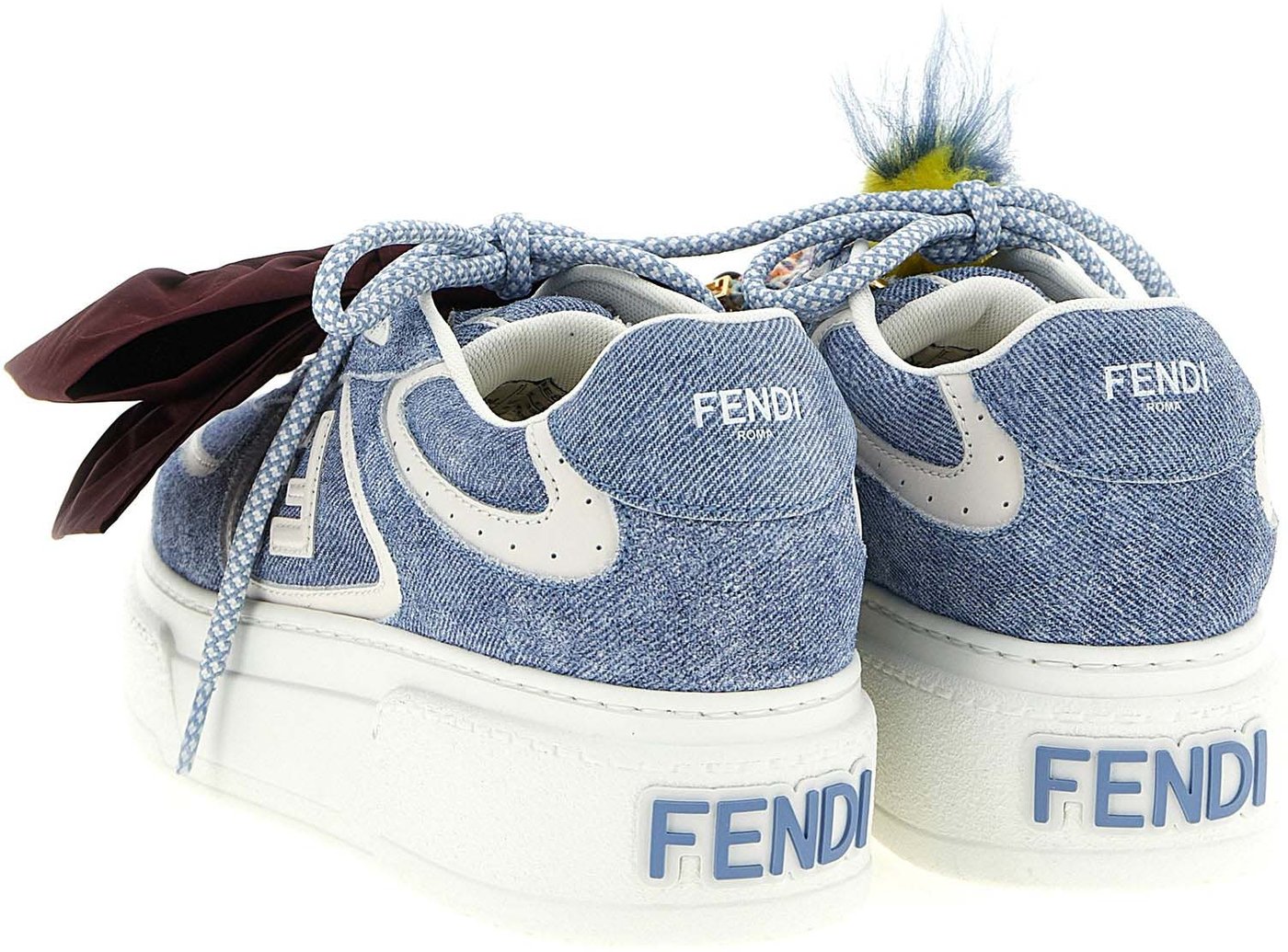 Fendi Blue Calfskin Platform Sneakers