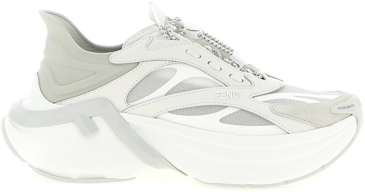 Fendi Gray Calfskin Athletic Sneakers