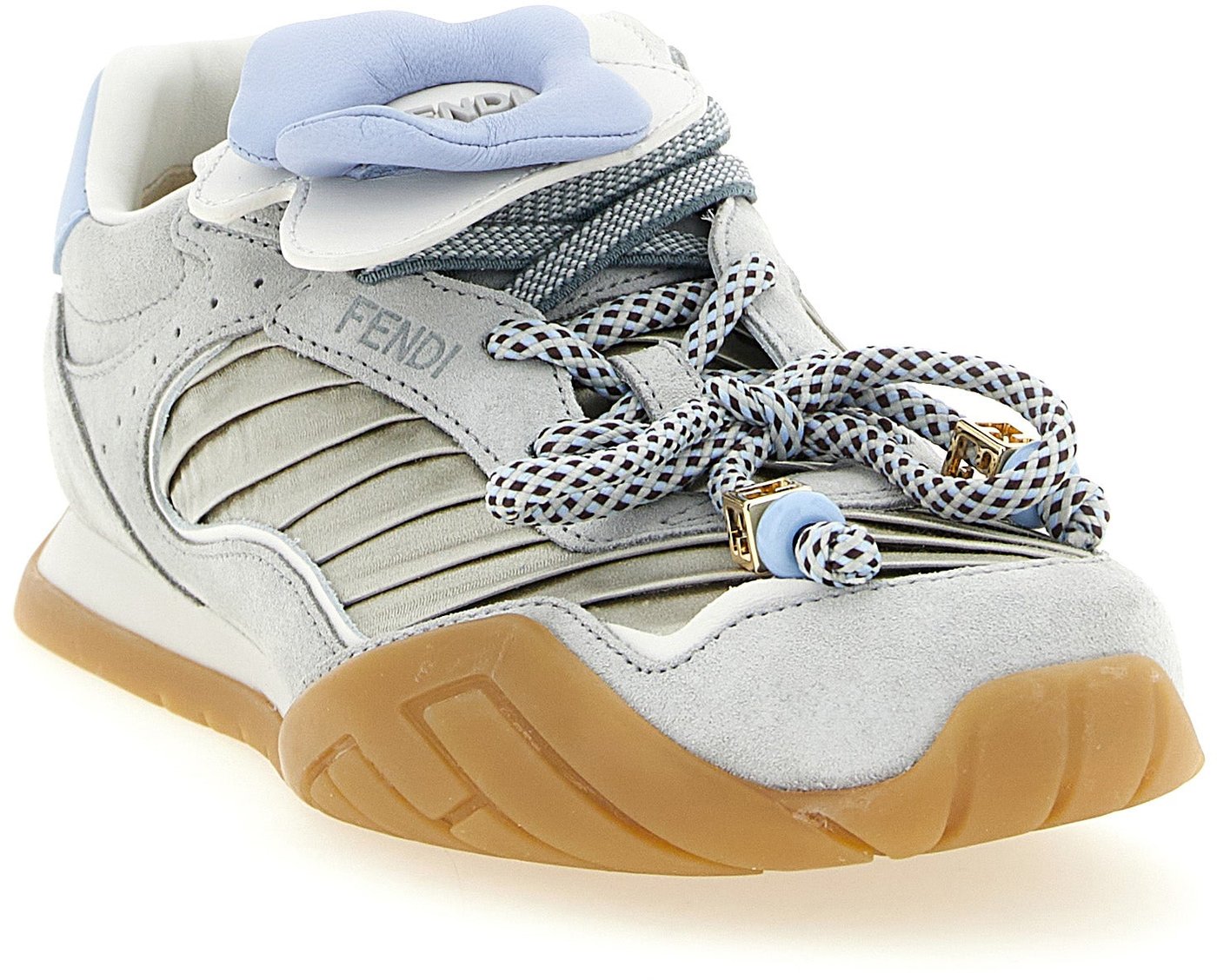 Fendi Gray Calfskin Athletic Sneakers