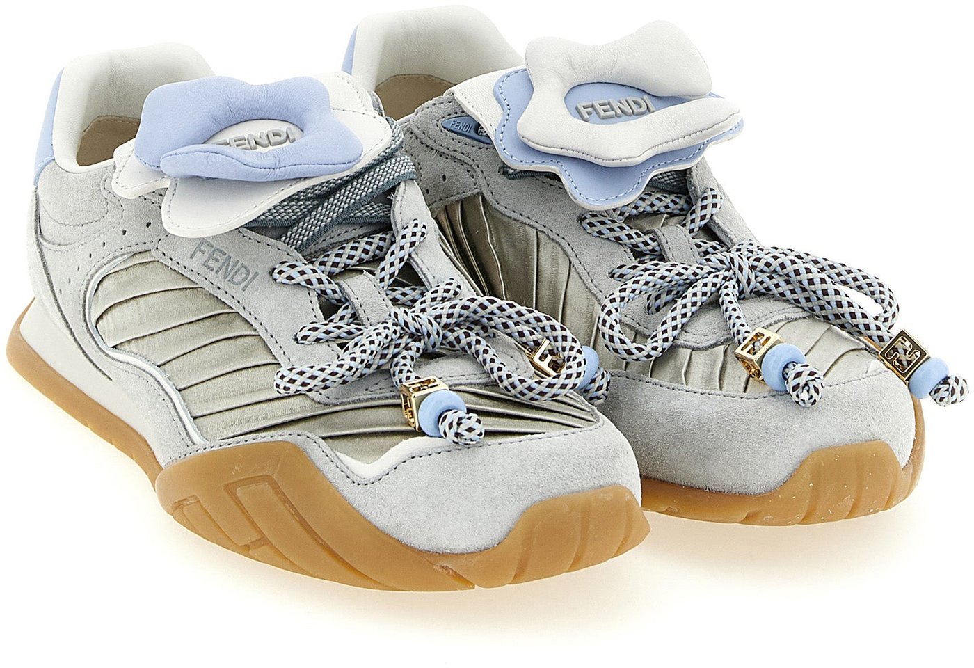 Fendi Gray Calfskin Athletic Sneakers