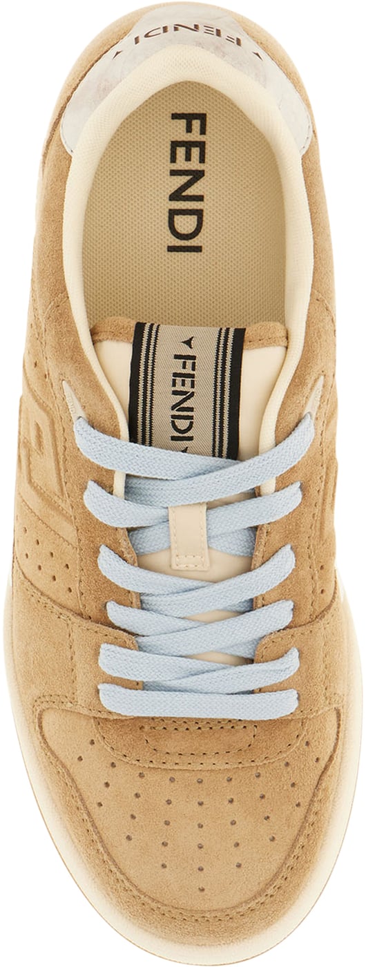 Fendi Beige suede leather sneakers