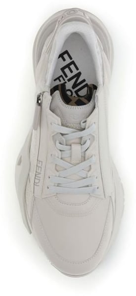 Fendi White Calf Leather Bos Taurus Athletic Sneakers