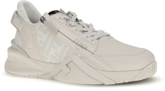 Fendi White Calf Leather Bos Taurus Athletic Sneakers