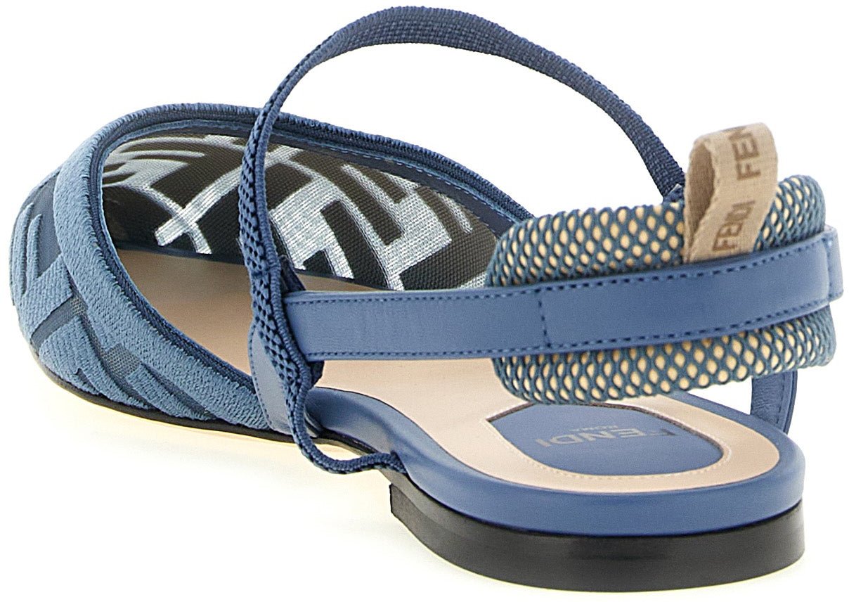 Fendi Blue Polyamide Ballet Flats