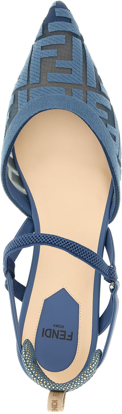 Fendi Blue Polyamide Ballet Flats