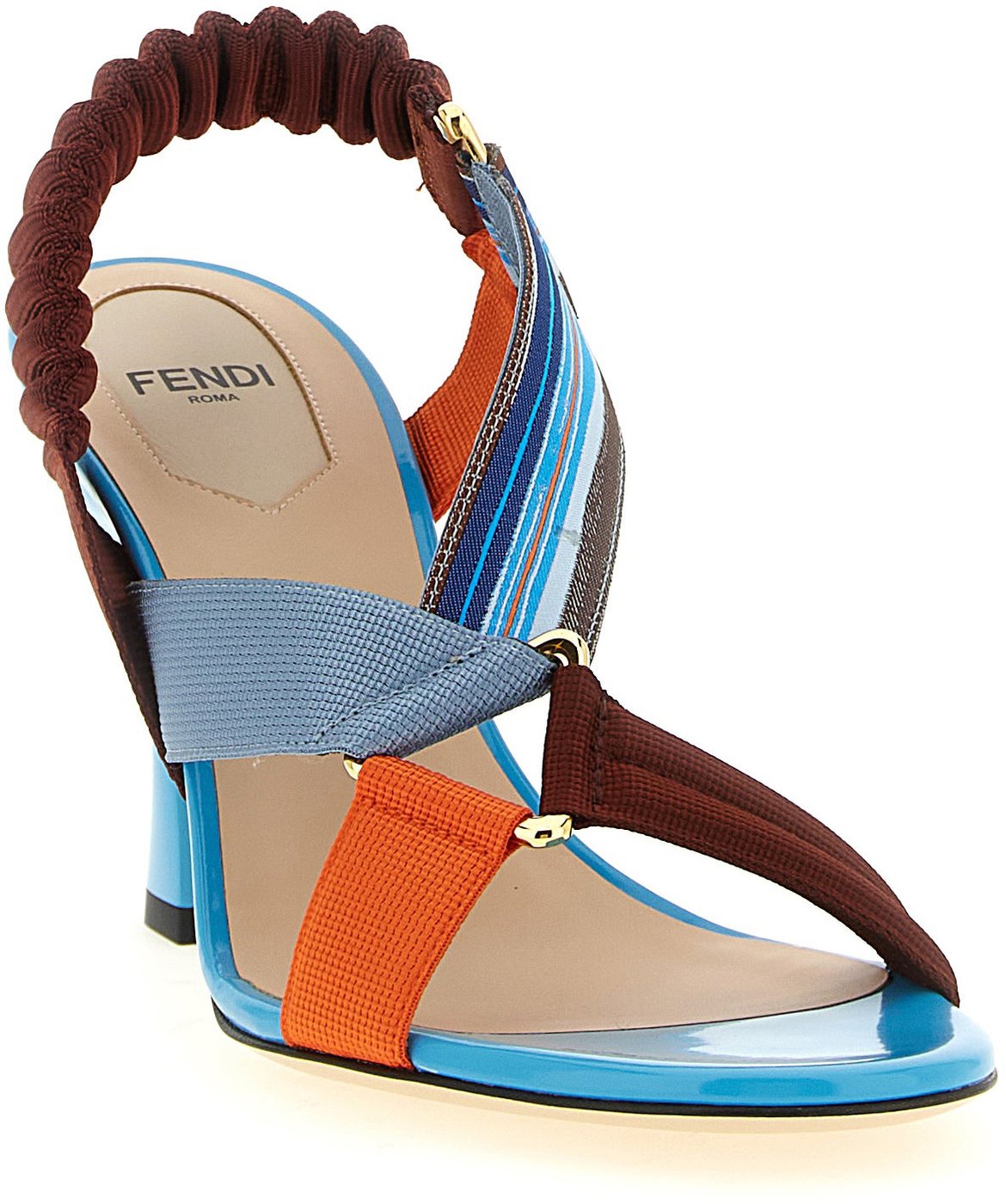 Fendi Multicolor Viscose Stiletto Heel Sandals