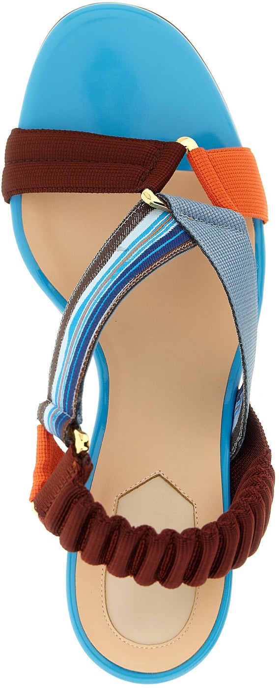 Fendi Multicolor Viscose Stiletto Heel Sandals