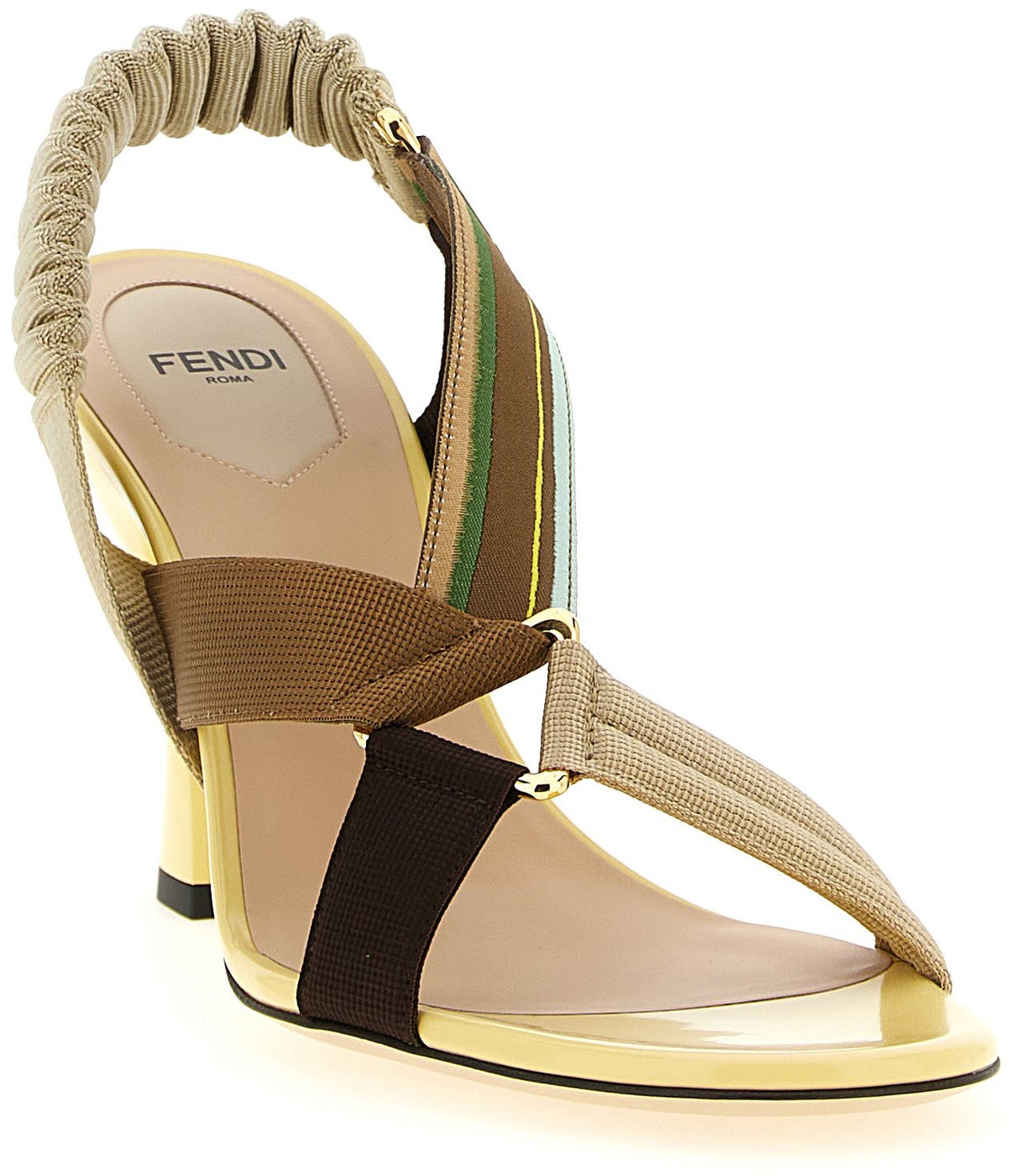 Fendi Multicolor Viscose Stiletto Heel Sandals