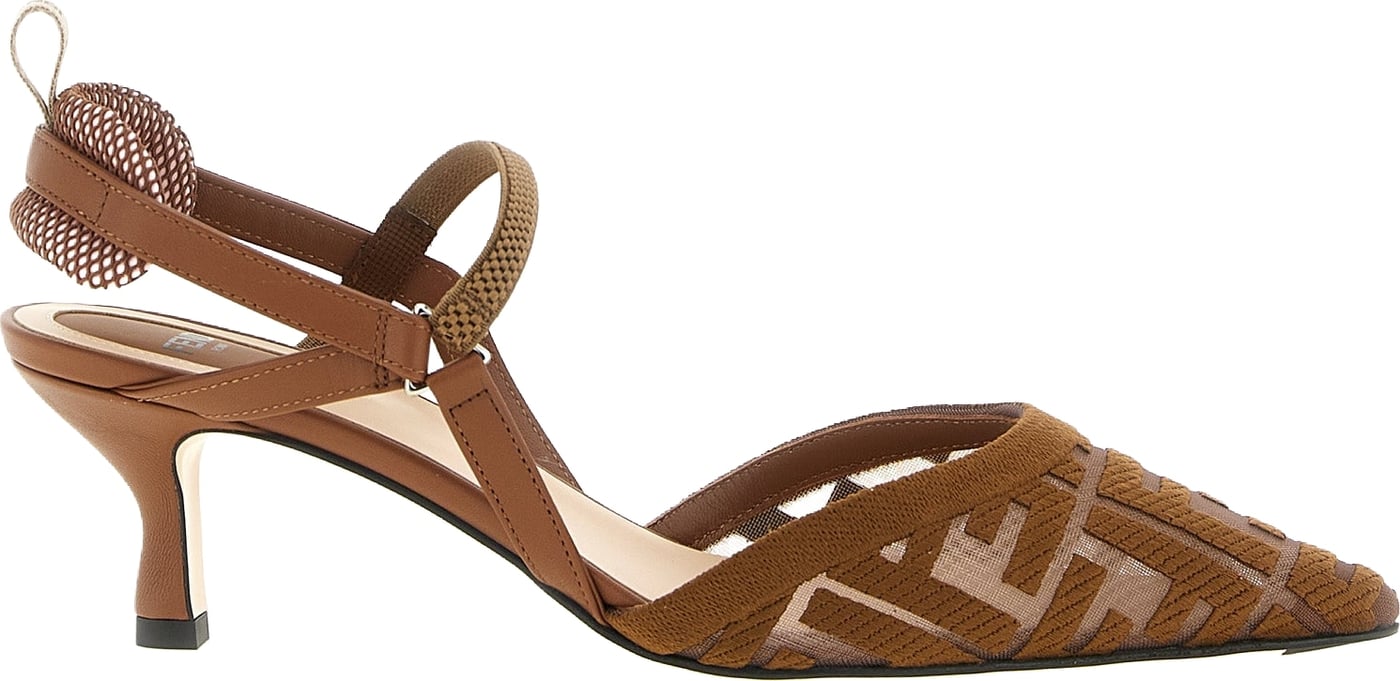 Fendi Brown Polyamide Mid Heel Pumps