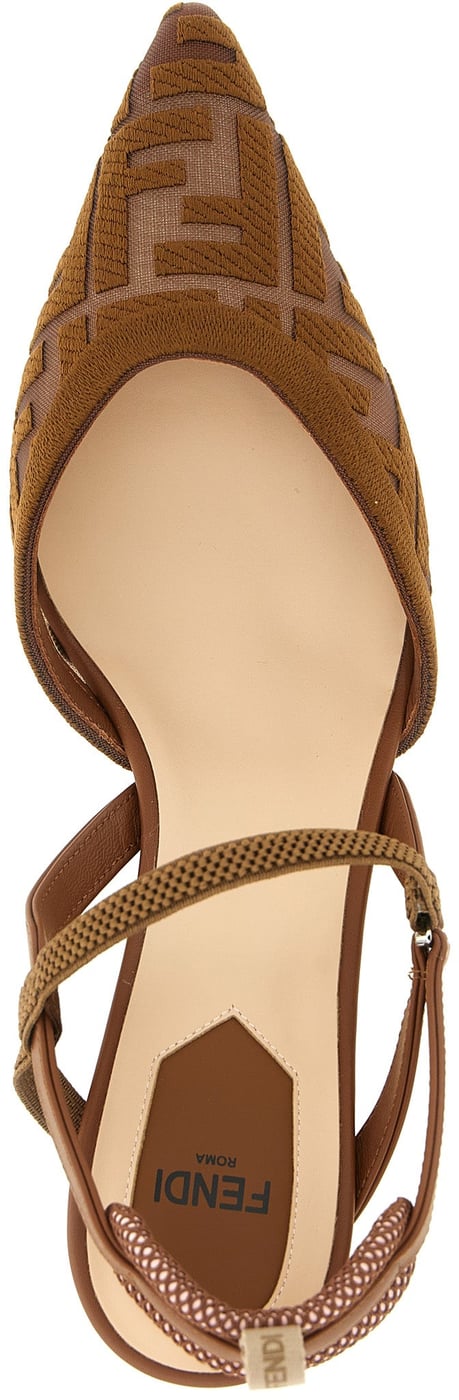 Fendi Brown Polyamide Mid Heel Pumps
