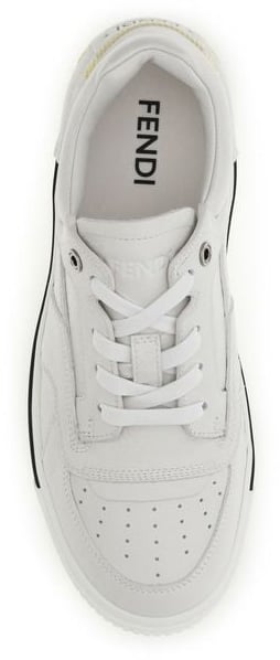 Fendi White Calf Leather Bos Taurus Low Top Sneakers