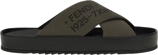 Fendi Bicolor Polyester Flat Sandals