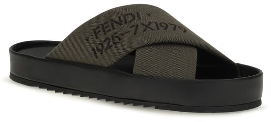 Fendi Bicolor Polyester Flat Sandals