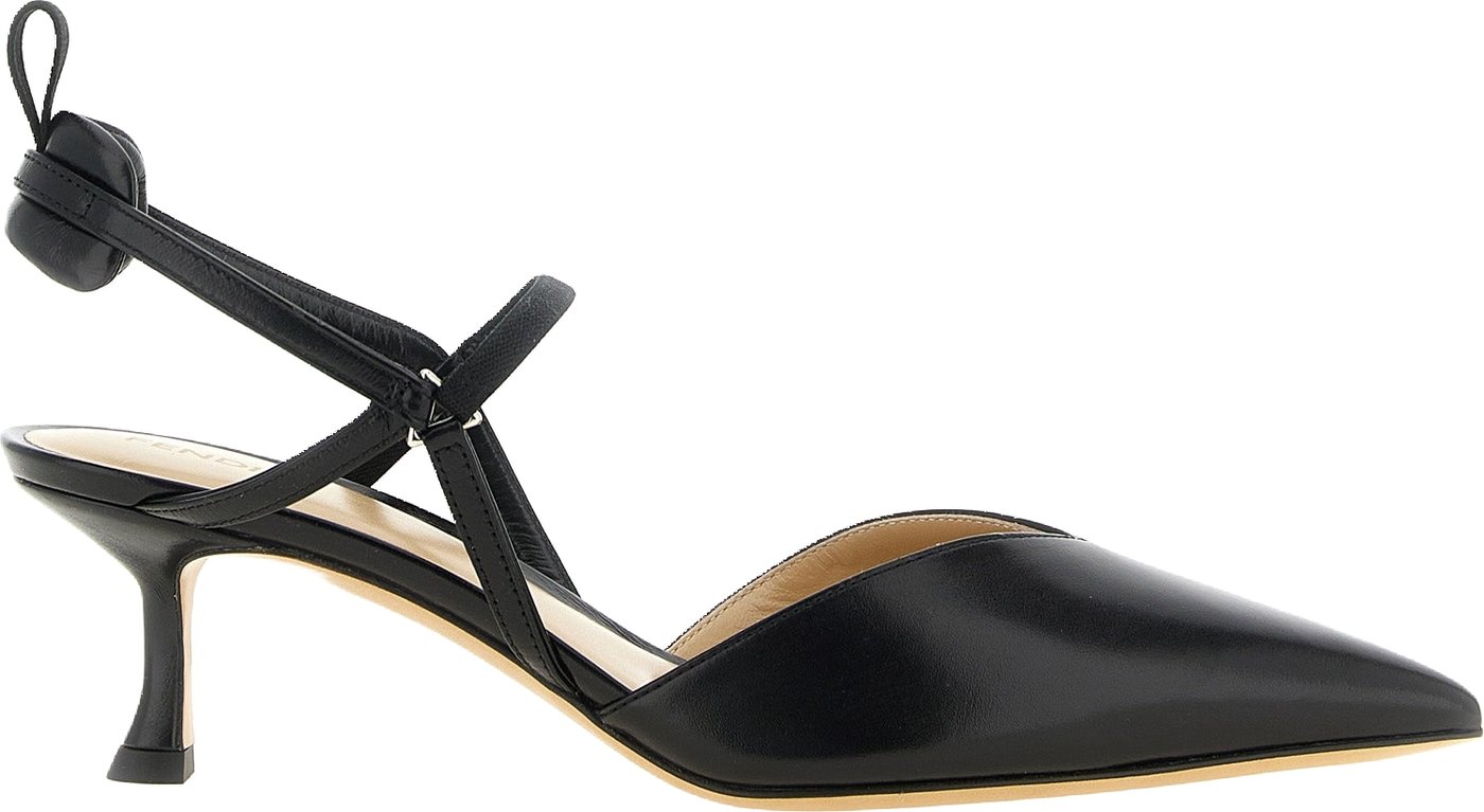 Fendi Black Calfskin Mid Heel Pumps