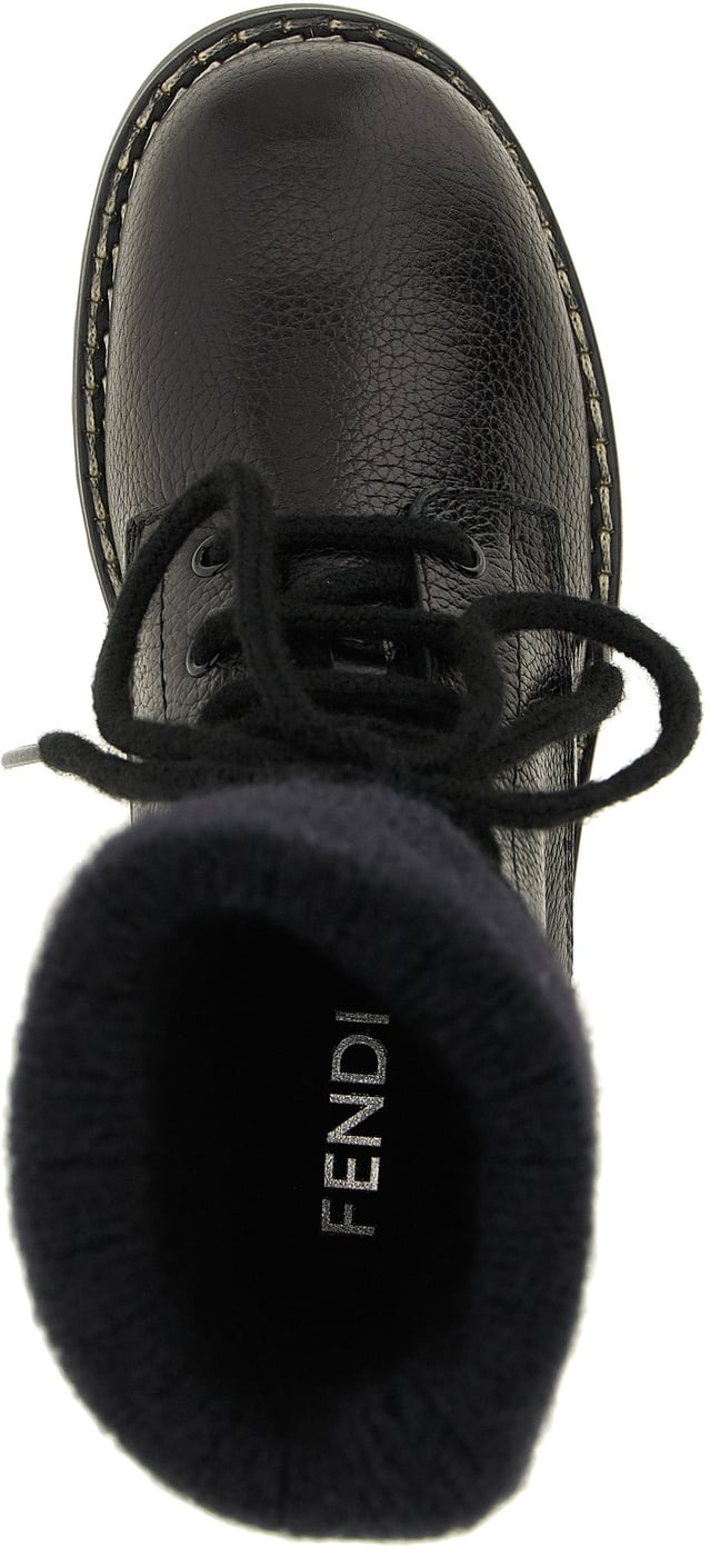 Fendi Black Calfskin Lace-Up Boots