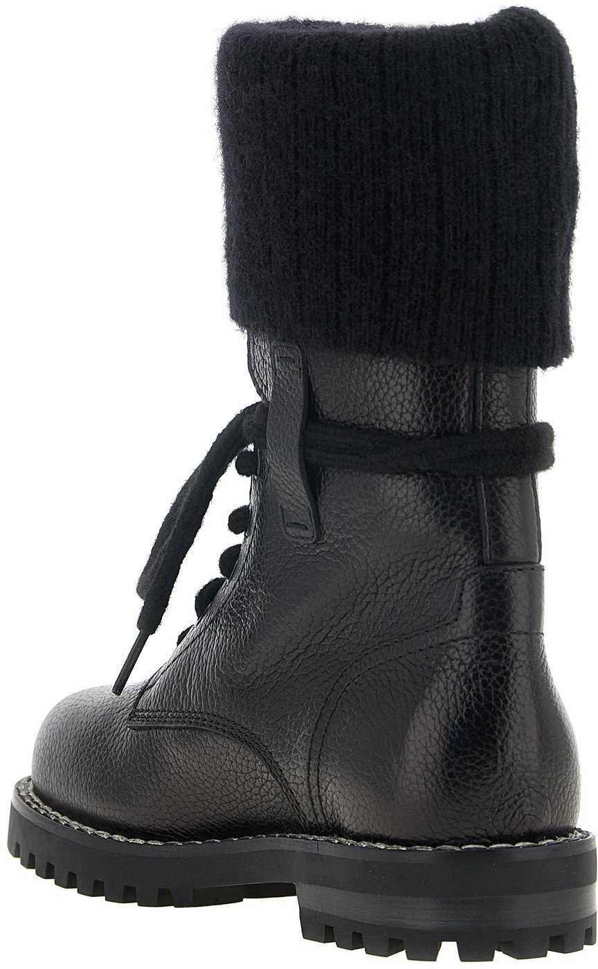 Fendi Black Calfskin Lace-Up Boots