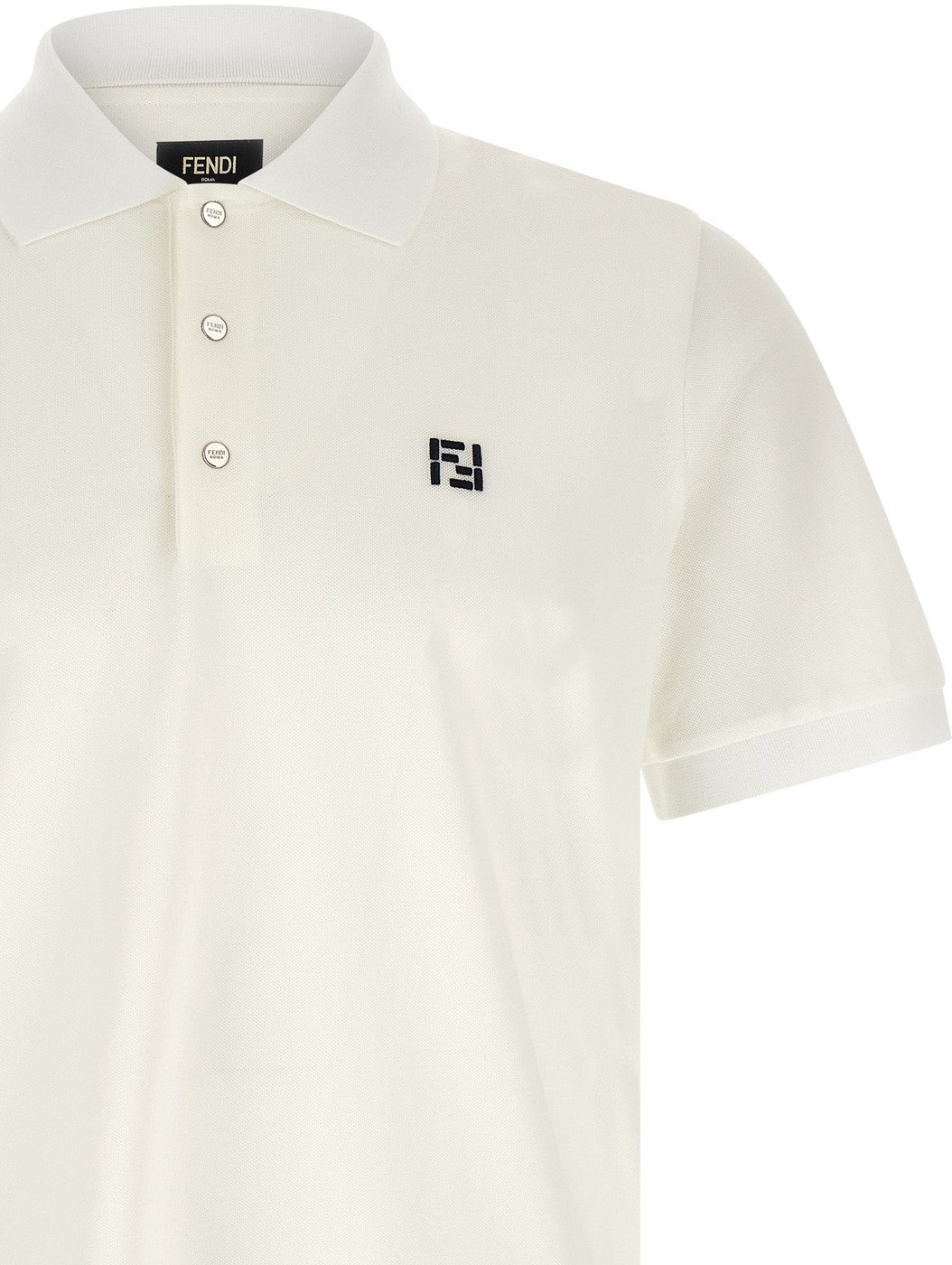 Fendi White Cotton Polo Shirt