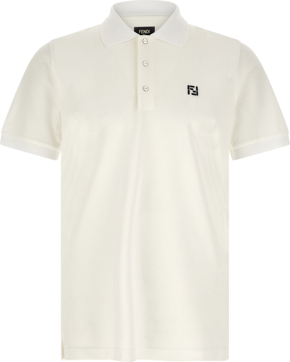 Fendi White Cotton Polo Shirt
