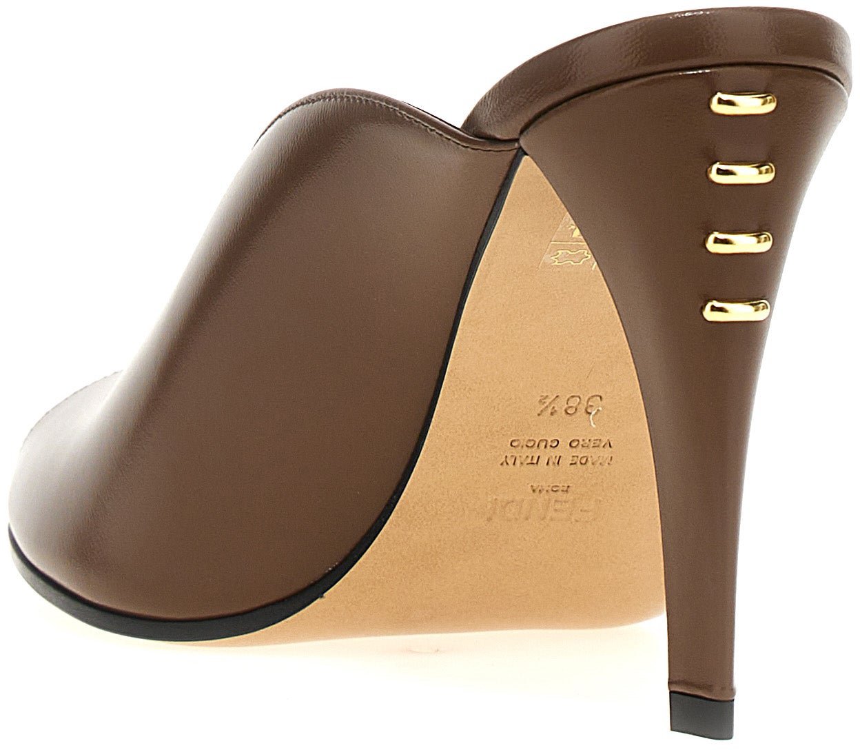 Fendi Brown Lamb Leather High Heel Pumps