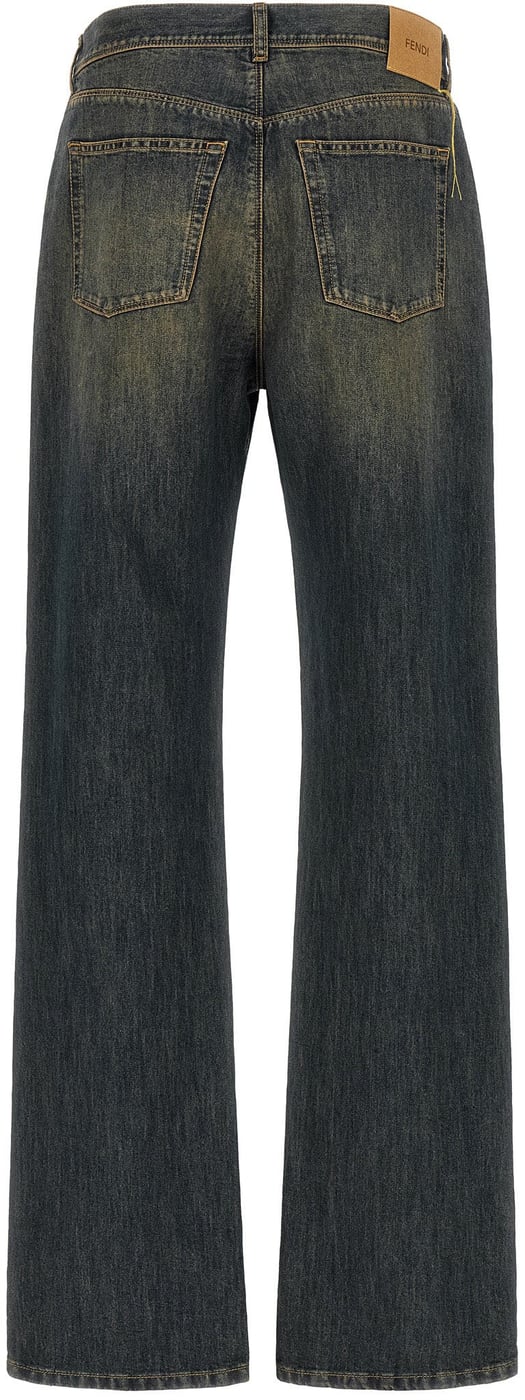 Fendi Blue Cotton Straight-Leg Jeans