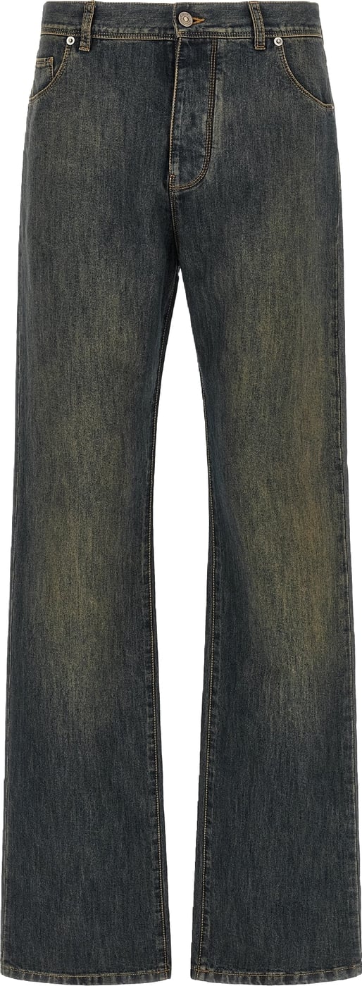 Fendi Blue Cotton Straight-Leg Jeans