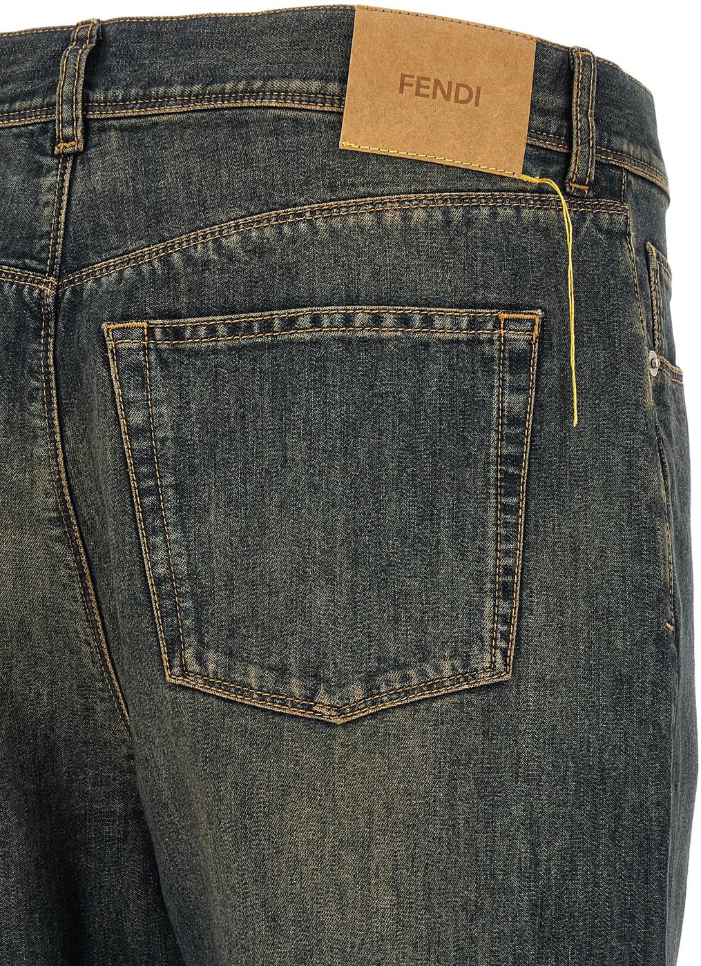 Fendi Blue Cotton Straight-Leg Jeans