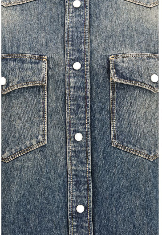 Snap Buttons Flap Pockets Denim Shirt