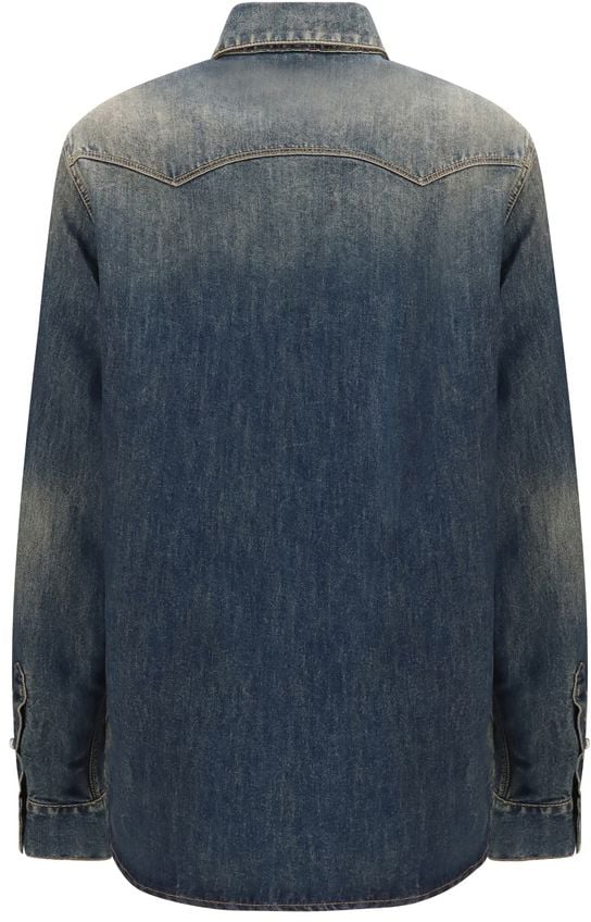 Snap Buttons Flap Pockets Denim Shirt