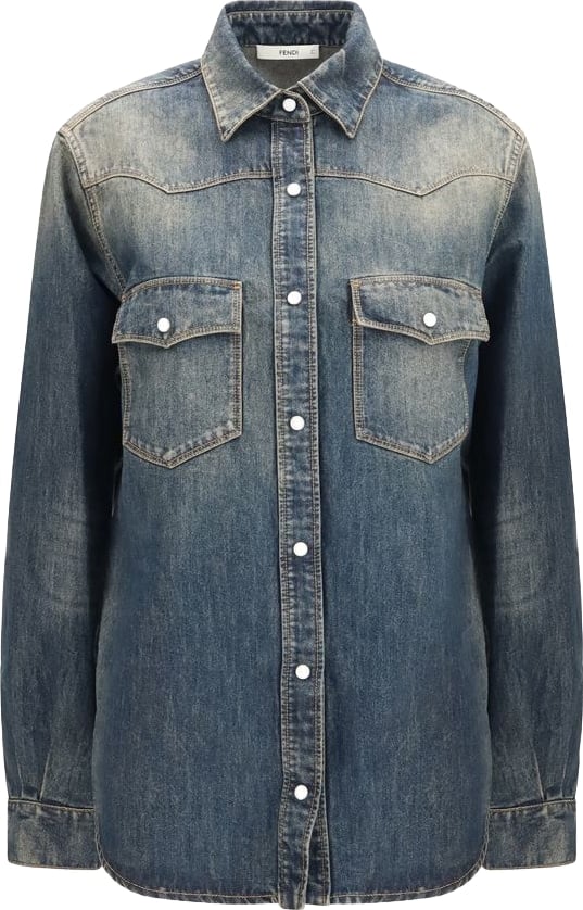 Snap Buttons Flap Pockets Denim Shirt