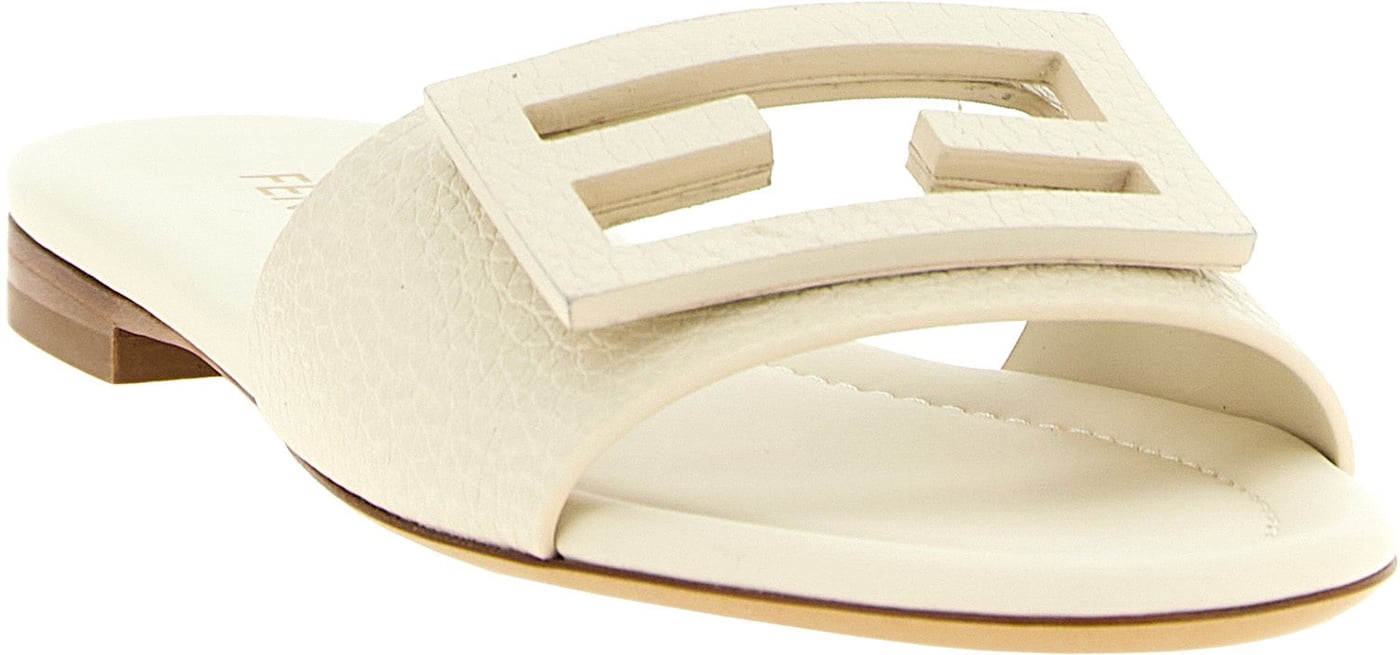 Fendi White Calfskin Slides