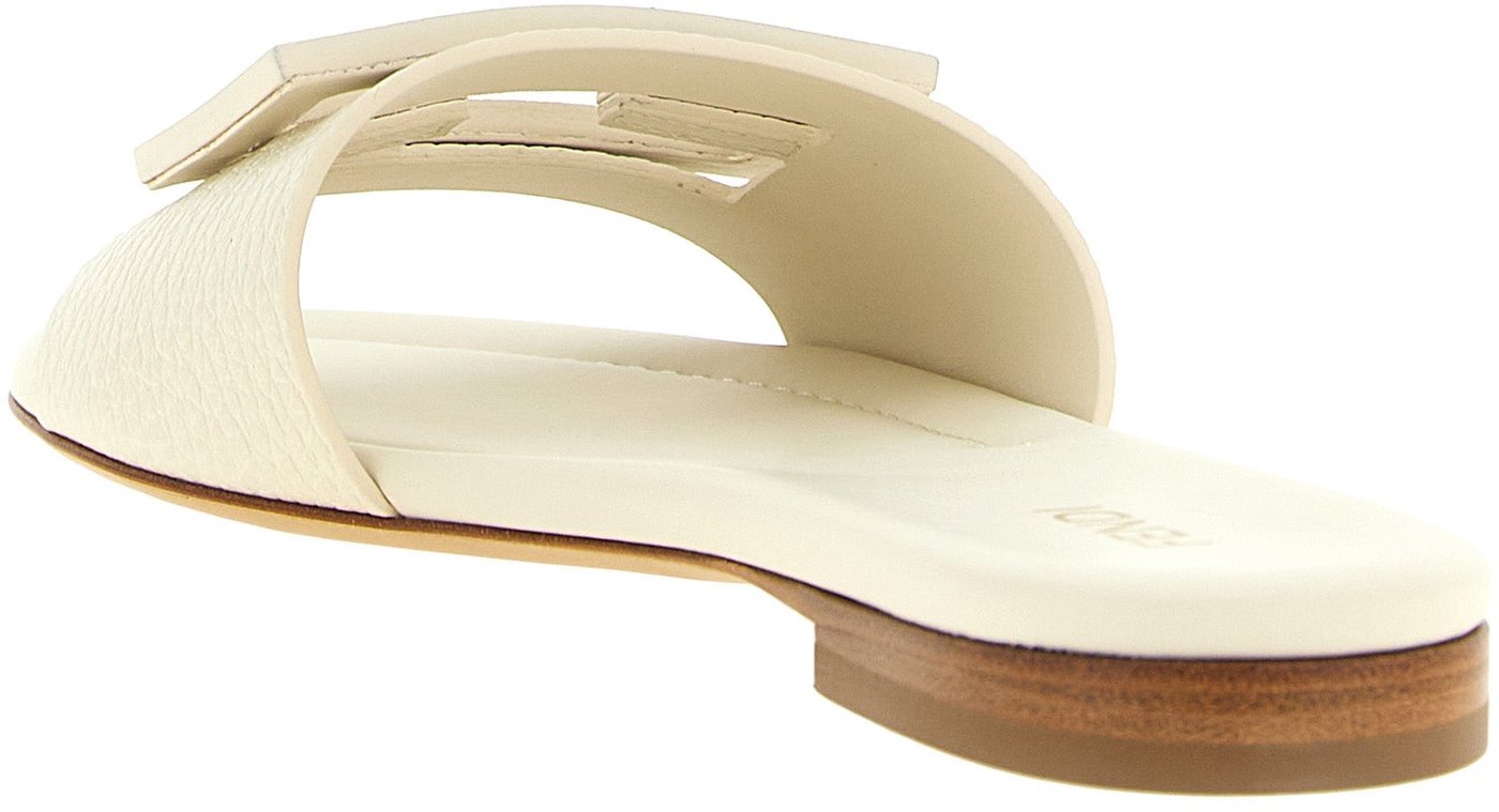 Fendi White Calfskin Slides