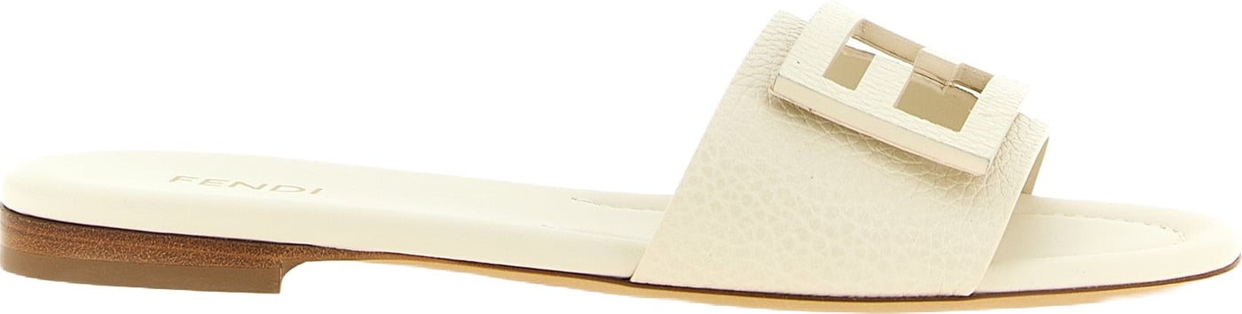 Fendi White Calfskin Slides