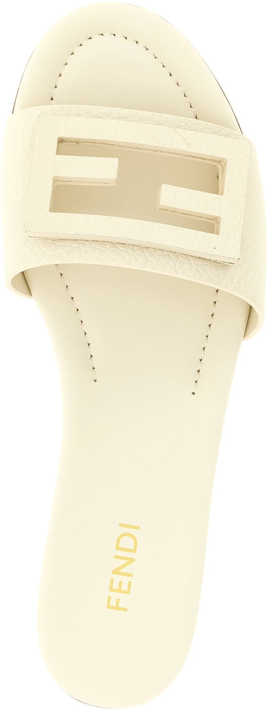 Fendi White Calfskin Slides
