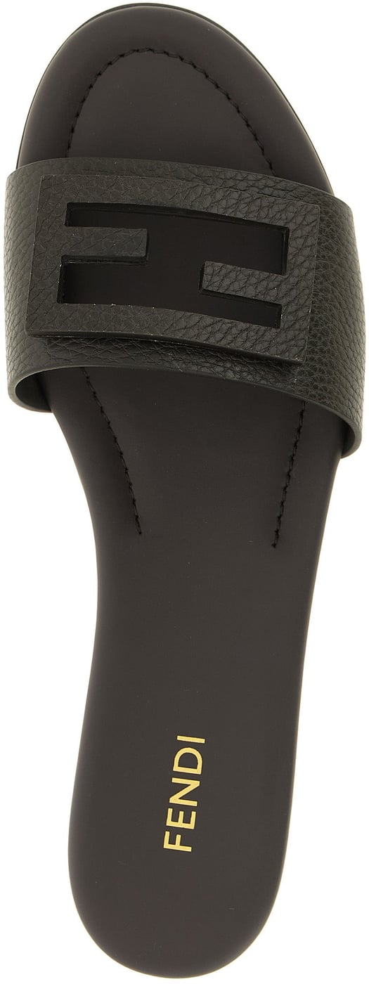 Fendi Brown Calfskin Slides