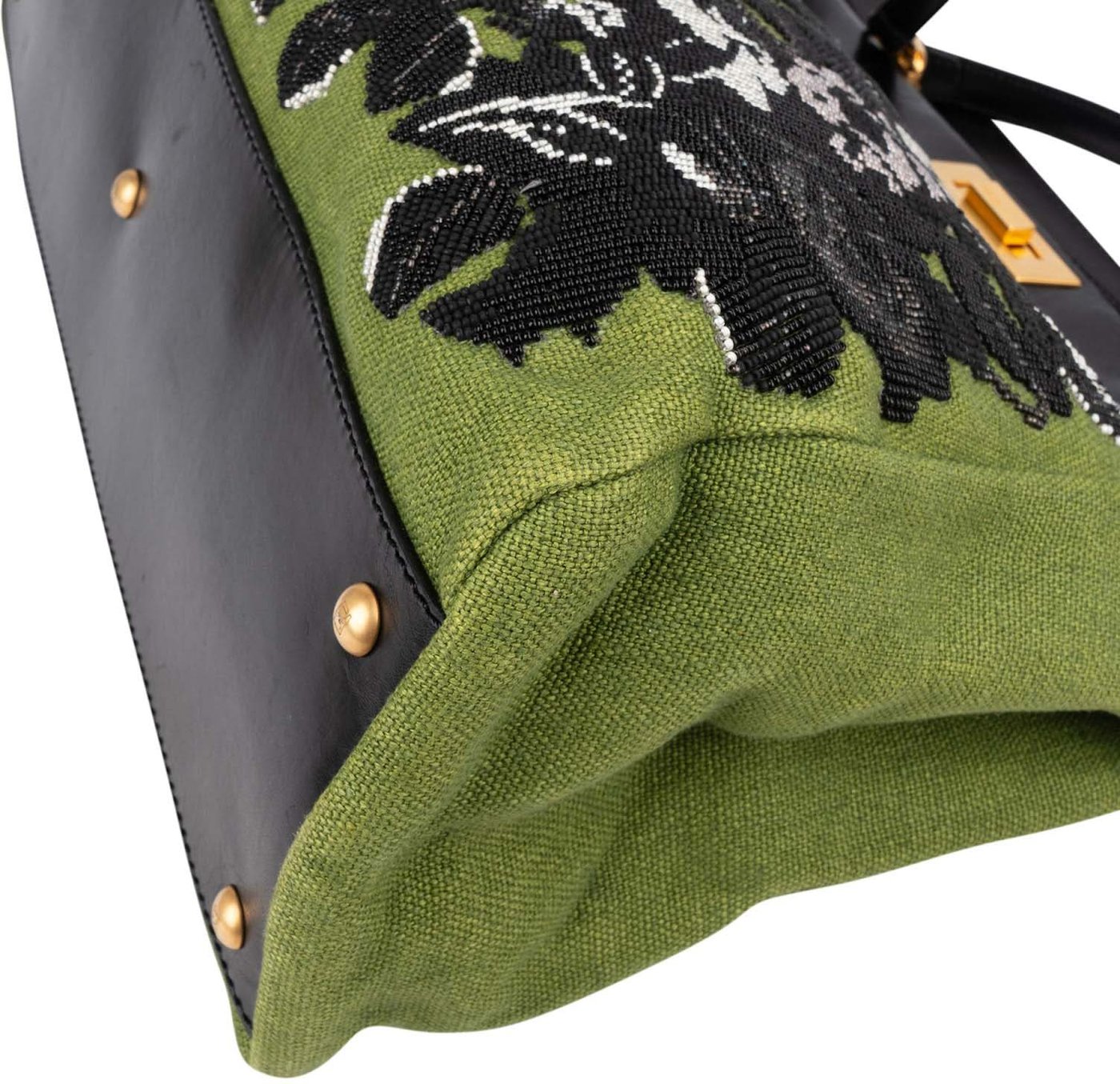 Fendi Limited Floral Embroidered Denim Peekaboo Handbag