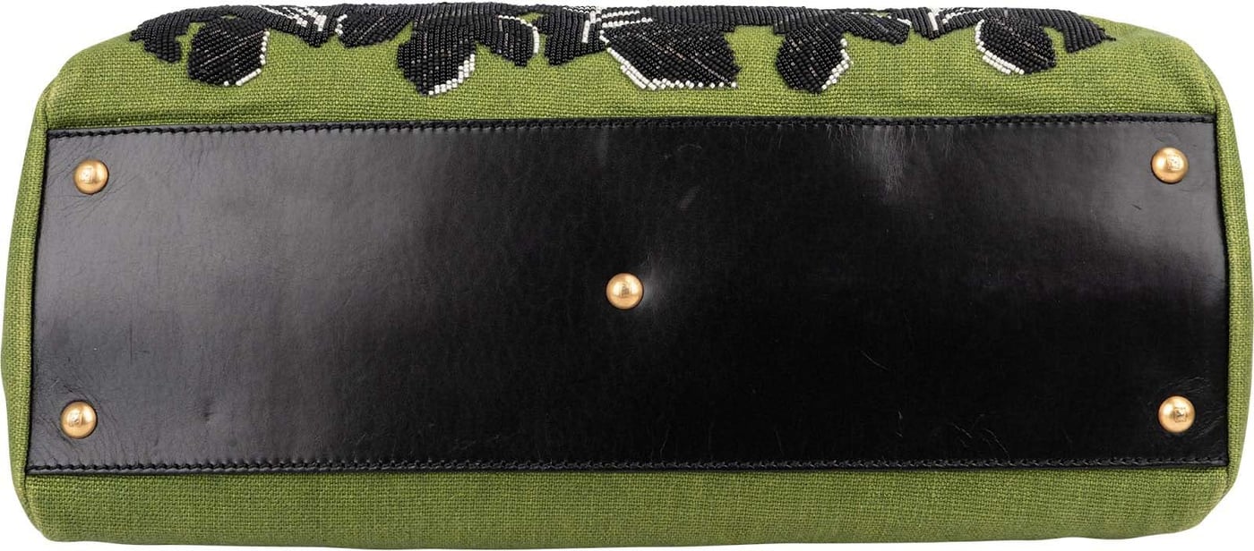 Fendi Limited Floral Embroidered Denim Peekaboo Handbag
