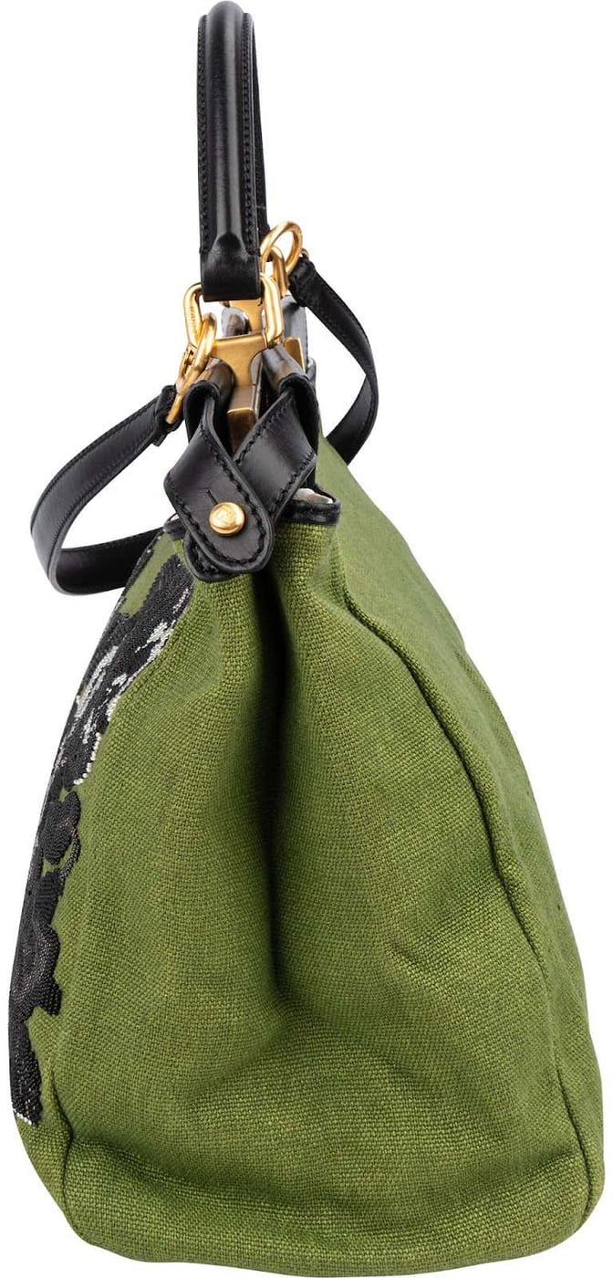 Fendi Limited Floral Embroidered Denim Peekaboo Handbag