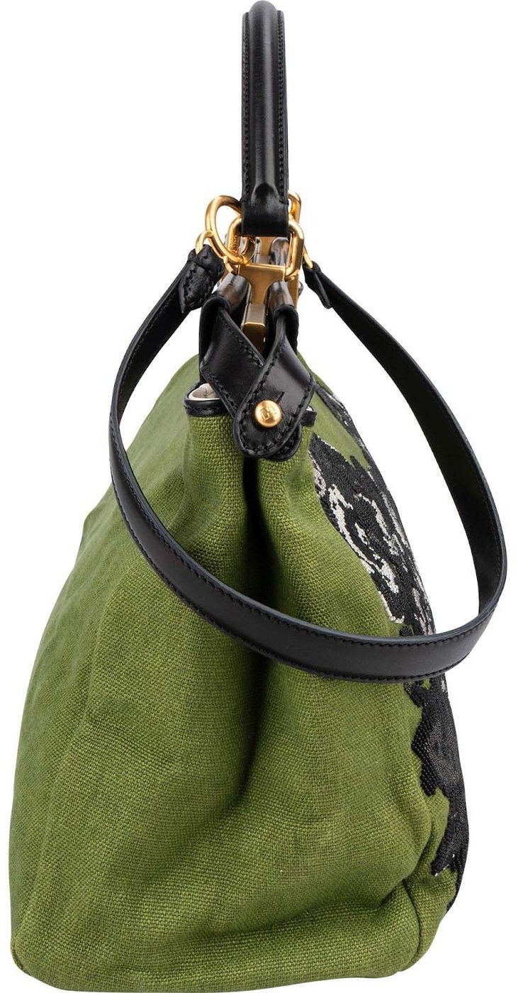 Fendi Limited Floral Embroidered Denim Peekaboo Handbag