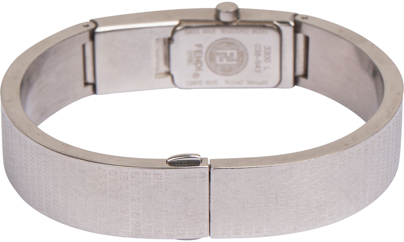 Fendi Monogram Classico Silver Zucca Pattern 3300L Women Watch