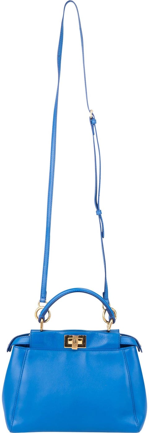 Fendi Blue Leather Peekaboo Handbag