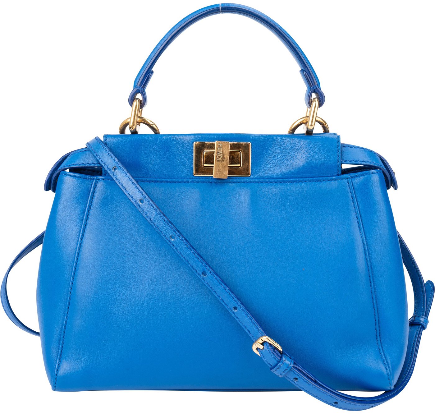 Fendi Blue Leather Peekaboo Handbag